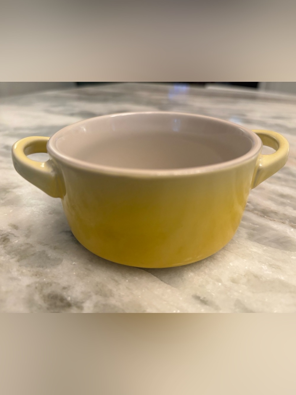 Le Creuset mini cocotte no lid Soleil yellow stoneware